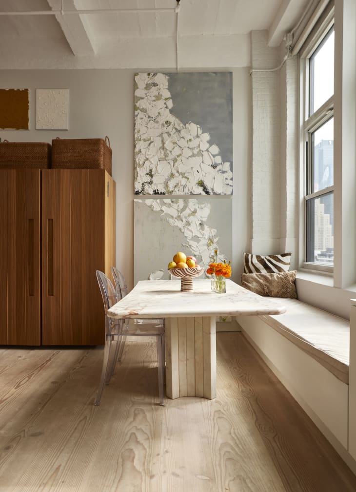 Dining bench against wall discount